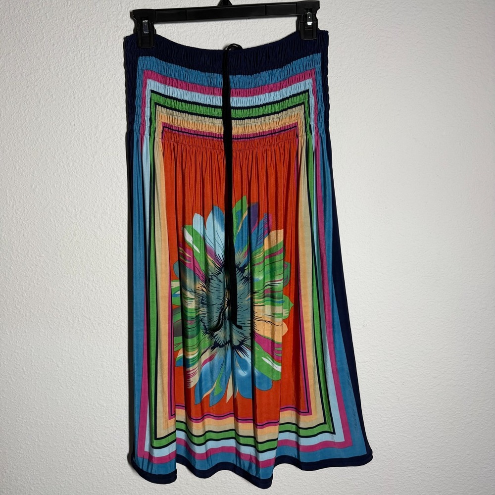 Fantasie Beachwear Swim Dress Women Multicolor Floral Smocked Pleated Strapless